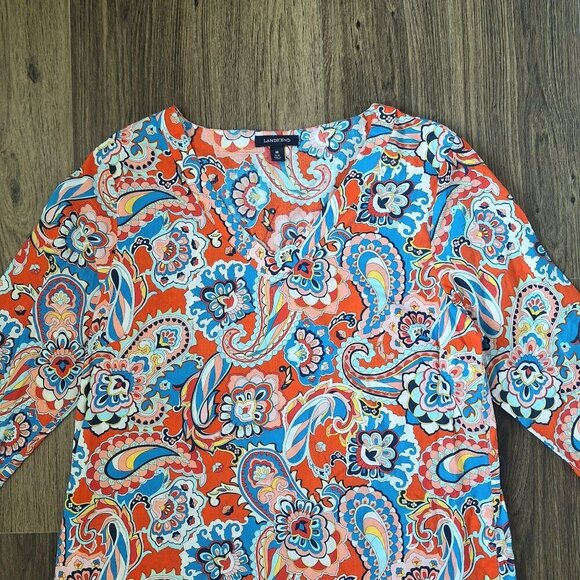 💙 Lands' End Tunic Dress 100% Cotton Pockets Lightweight Boho Style - Picture 4 of 12